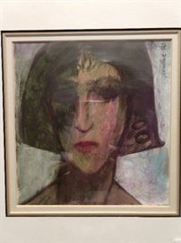 One of a pair of original acrylic on canvas (women's faces), by GA artist Jim McRae.