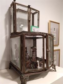 Wonderful miniature French beveled glass vitrine.