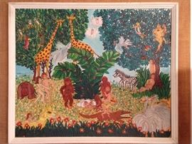 Original oil and acrylic on canvas, by Danielle Schiller, "Les Oeufs Humains", 1934-.