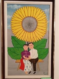 Original oil on canvas, "Couple" by Jano Sokol, 1907-1982.