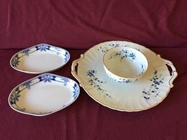Bernardaud Limoges Myosotis chip/dip plate and 2 Vista Alegre Portugal dishes