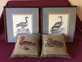 Duck pictures and throw pillows