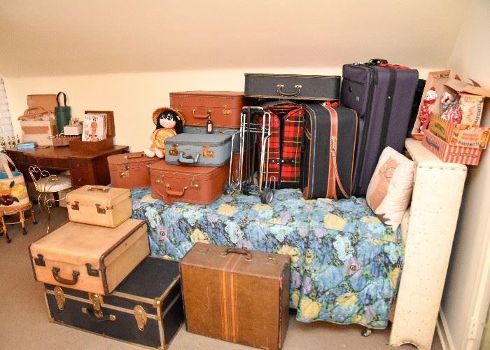 Twin Bed, Vintage & Newer Luggage