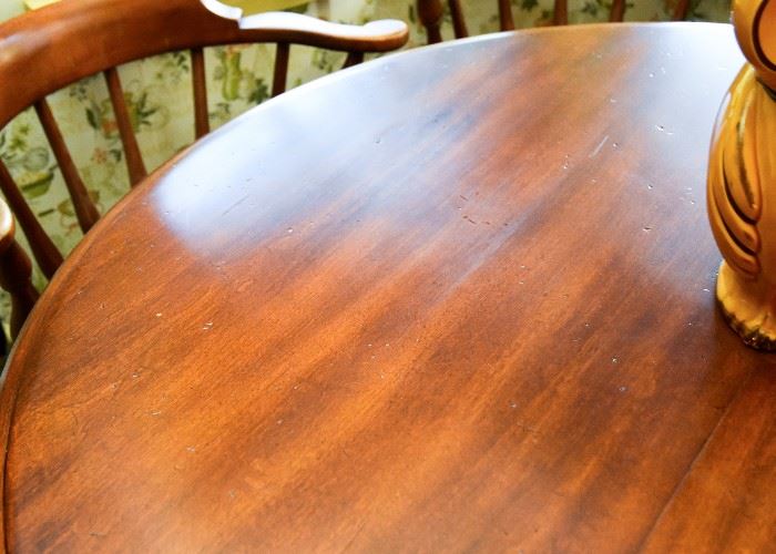 Vintage Round Wood Kitchen / Dining Table with 4 Chairs