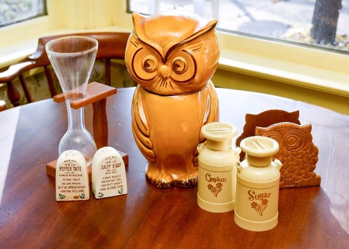 Vintage Kitchen Kitsch!  Owl Cookie Jar, Etc.  