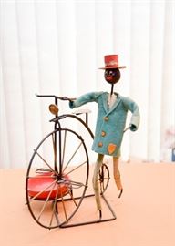Vintage Black Americana Ashtray / Figure with Penny Farthing Bike