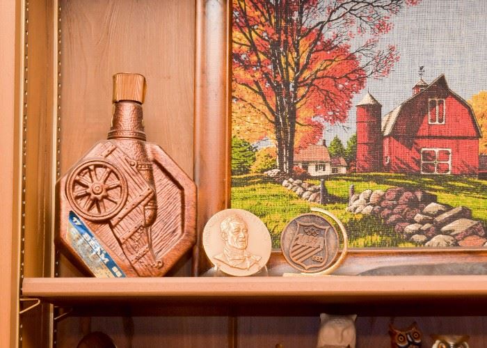 Vintage Decorative Liquor Bottles, Commemorative Medals