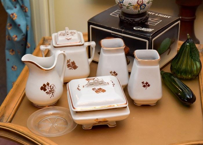 Porcelain Creamer / Sugar, Trinket Box, Vases, Decorative Glass Vegetables