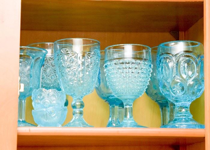 Vintage Blue Glass Stemware