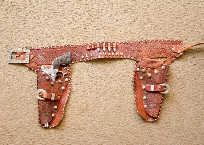 Vintage Roy Rogers Toy Cowboy Holster with Gun