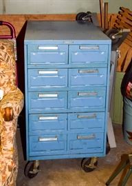 Blue Metal Tool / Hardware Chest on Casters