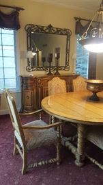 $300  Drexel Heritage wood table with 6 chairs, one leaf