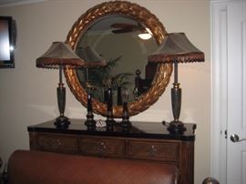 THOMASVILLE HEMINGWAY BEDROOM SUITE COMPLETE WITH DRESSERS AND NIGHT TABLES