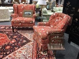 Wingback Chair and a Half and Tufted Back Swivel Chairs