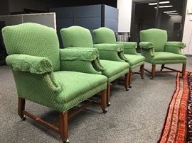 Chippendale Style Armchairs on Casters, Set of Four