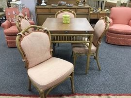 Bamboo Card Table, Extends! Bamboo Side Chairs