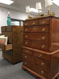Drexel Dresser with Brass Hardware, Three Lamp Sconce