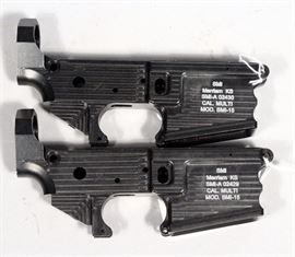 SMI Model SMI-15 AR-15 Hard Anodized Black Pattern 70/75 T6 Aluminum Billet Lower Receiver, Multi Cal, SN# SMI-A02429-A02430, QC Checked - Qty 2