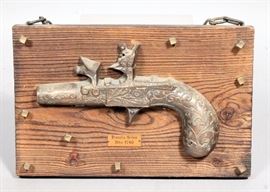 1740 Pistola Silex Plaque, 10" x 6.5", Colonial Pistol Stock, and Sidelock Parts