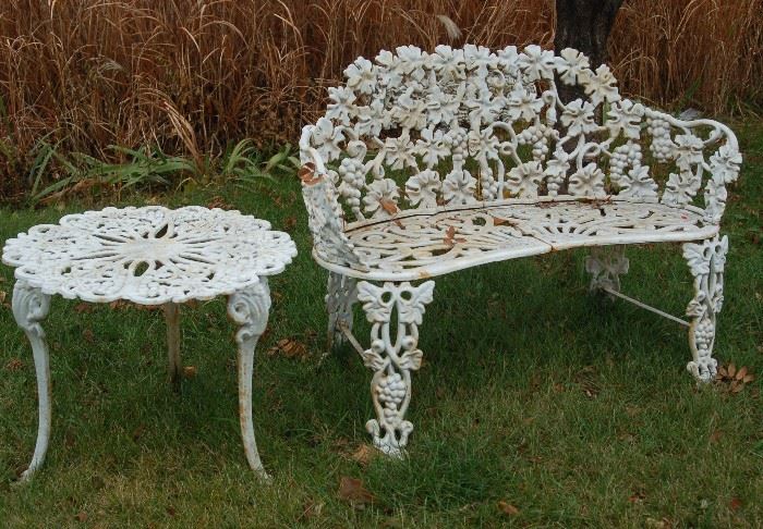 Iron Garden Settee and Table