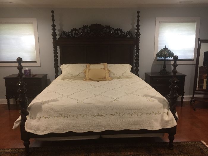 Heavily Carved King size Bed, part of Set