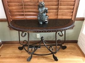 Wrought iron & wood sofa table