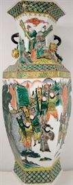 Rare Chinese Temple Floor Vase With Banner Processional Décor