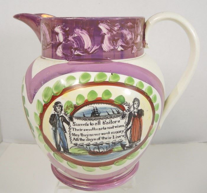 Important English Sailor’s Handled Jug With Seaman’s Poems