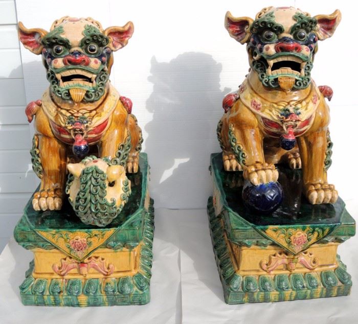 Outrageous Glazed Ceramic Foo Dogs