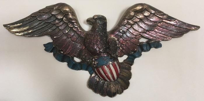 American Eagle Plaque of Painted Art-Metal