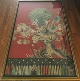Peacock Embroidery on Silk, from one of Grandmother's Many Suitors
