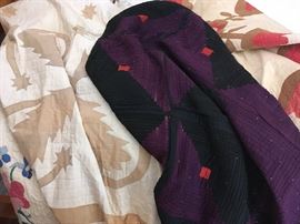 Grandmother's Quilts.  Also Handmade Linens & Needlepoint Canvases.  Two Singer Featherweight Sewing Machines in their cases.