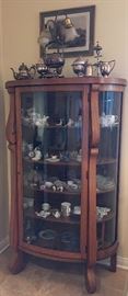 Bow-front Glass Oak Display Cabinet