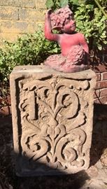 Pan Figure on "1926" pedestal.  Also in the yard, Pots & Plants.