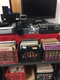 vinyl records, vintage electronics, TV