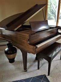 Antique Walnut Vose & Sons Baby Grand Piano circa 1925 completely restored