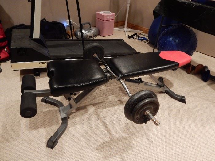 PRE CORM 9.1 TREADMILL  $ 170.00
BOWFLEX WEIGHT BENCH WITH WEIGHTS  $ 140.00
