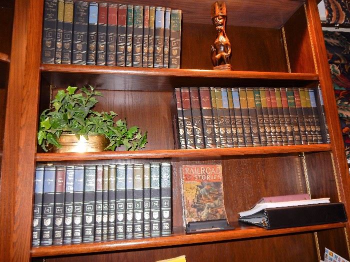 LEATHER BOUND BOOKS, AND HARD COVER BOOKS, OFFICE ITEMS.