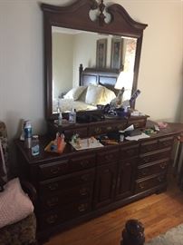 Large dresser with vallet, and mirror