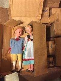 These dolls were mailed out and postmarked 1963 from Italy and were never opened.  There are a set of dolls from  8 European Countries.