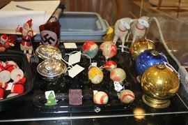 Early glass Christmas ornaments.