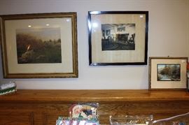 3 Wallace Nutting hand tinted photos in original frames.