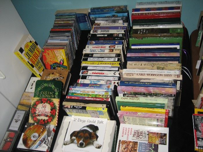 Paperbacks , hardbacks, books , CD's , DVD's & VHS 