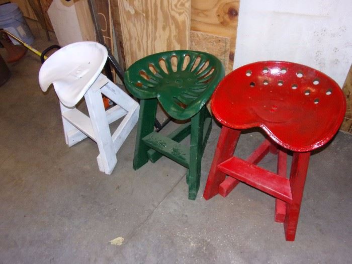 Vintage metal tractor seat chairs/stools
