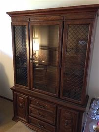 Vintage French Provincial Style China Hutch with Lighted Interior