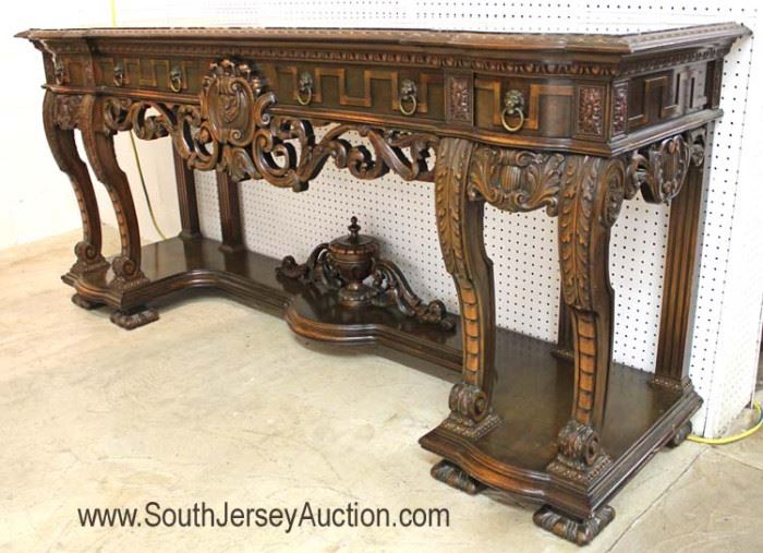  — FANTASTIC —

10 Piece Highly Carved and Ornate Walnut depression Dining Room Set

Original Paint Decorated China Cabinet, Marble Top Sideboard and Marble Top Server in very good condition

Located Inside – Auction Estimate $2000-$4000 