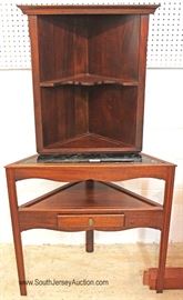  2 Piece Mahogany 1 Drawer CORNER Table with CORNER Hanging Shelf by "Kittinger"

Located Inside – Auction Estimate $100-$300 