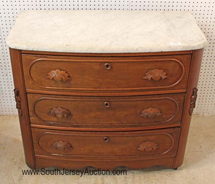  ANTIQUE Walnut 3 Drawer Victorian Marble Top Chest with Carved Pulls

Located Inside – Auction Estimate $100-$300 