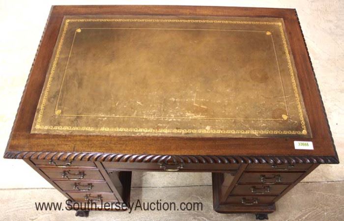  Mahogany Leather Top Ball & Claw Rope Carved 9 Drawer Desk

Located Inside – Auction Estimate $100-$300 