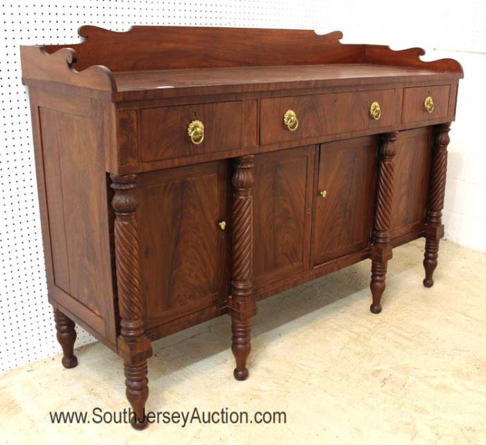  – Nice Model —

ANTIQUE Burl Mahogany Empire Buffet with Gallery and Original Finish

Circa. 1840-1860's

Located Inside – Auction Estimate $300-$600 